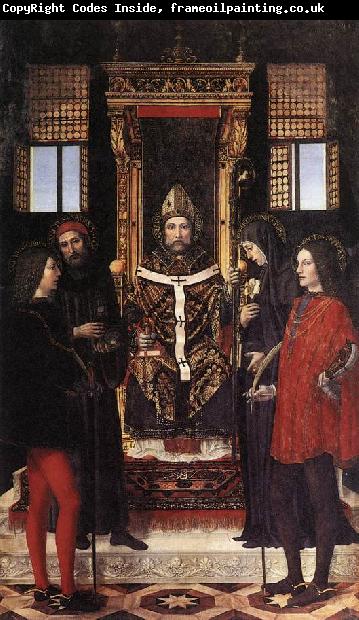 BORGOGNONE, Ambrogio St Ambrose with Saints fdghf